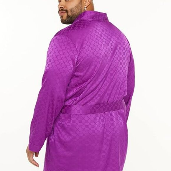 Savage X Fenty Mens Purple Lounge Set Smoking Jacket Pants XL New Satin Luxe - Picture 6 of 12